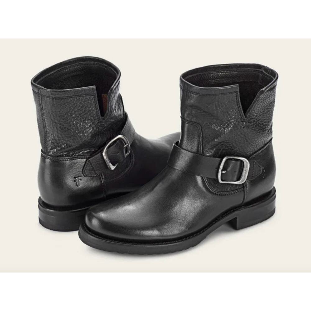 Frye Black Leather Ankle Boots